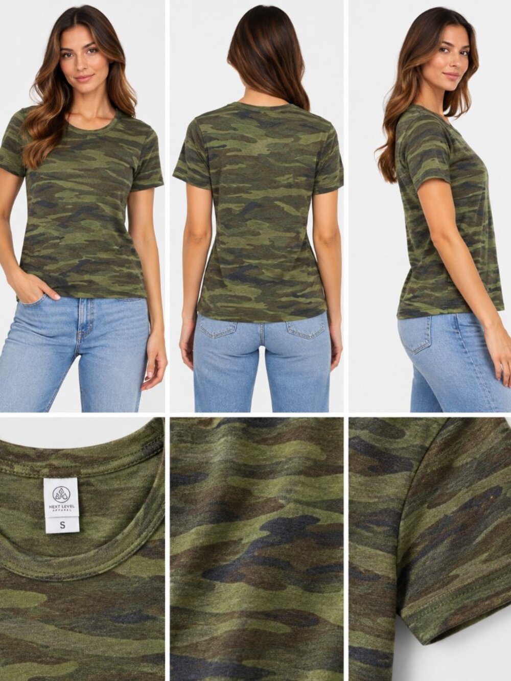 Alternative Apparel Green Brown Camo Short Sleeve T-Shirt Size S